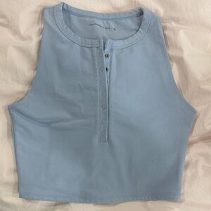 Abercrombie & Fitch Sky Blue Henley Crop Tank